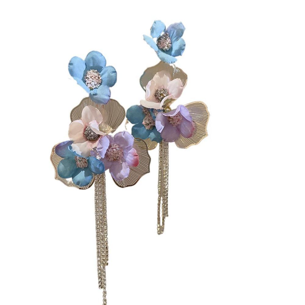 Exaggerated Petals Tassel Earring Sweet Women's Jewelry New Flower Dangle Earrings  Vacation