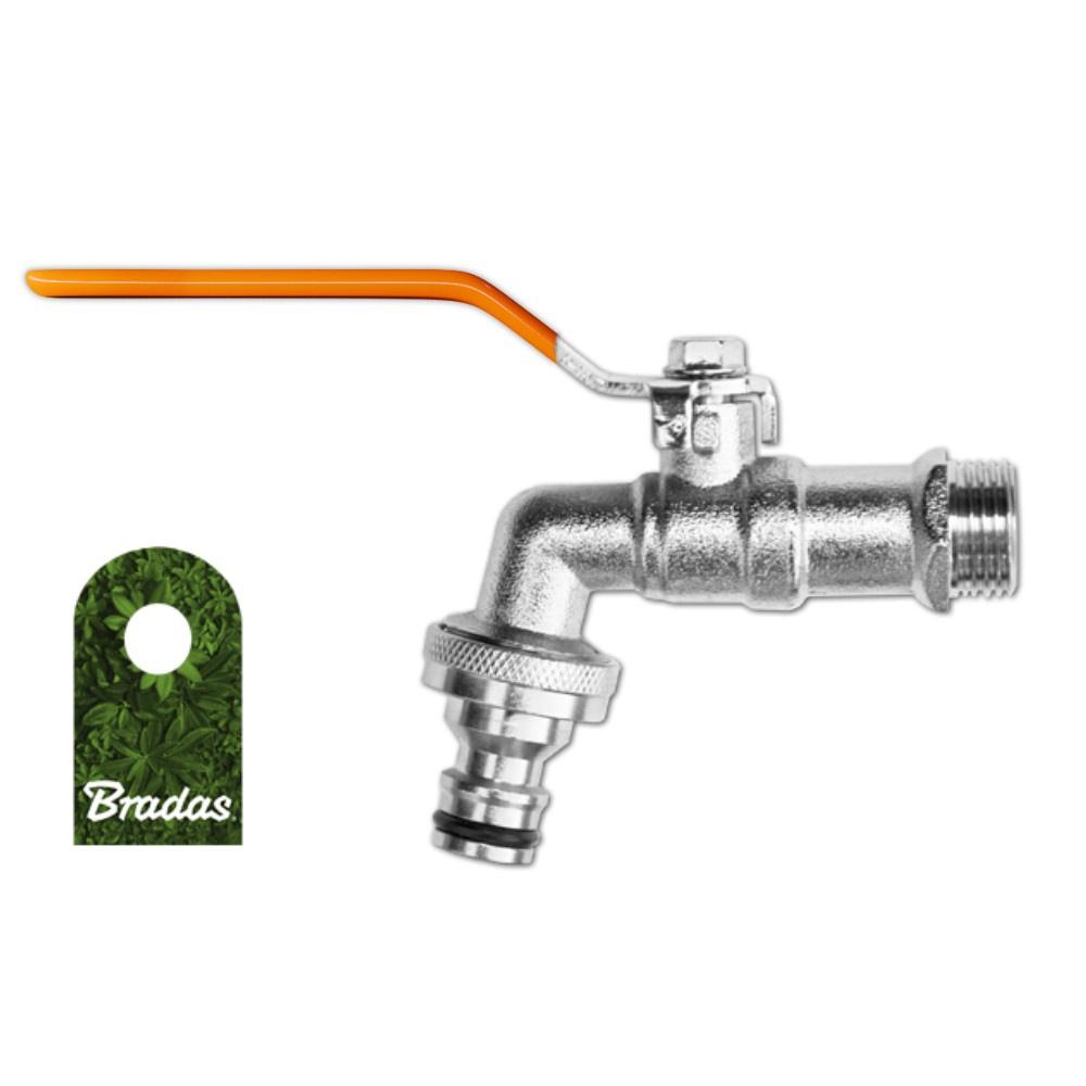Kran Kulowy Ogrodowy Mosiężny 1/2" Gz 3/4" Z Nyplem Pod Szybkozłącze