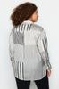 Женская тканая рубашка больших размеров в черно-белую полоску больших размеров
