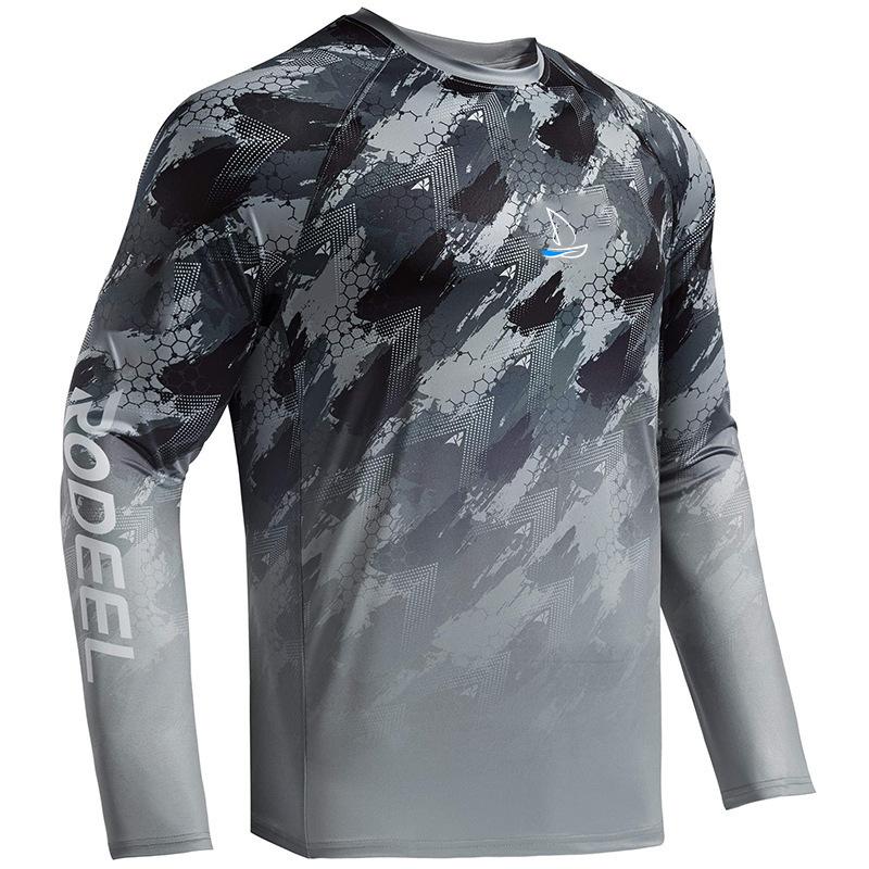 European and American cross-border outdoor fishing men's T-shirt camouflage long-sleeved fast-drying breathable fishing T-shirt casual sports long