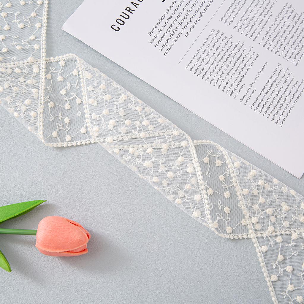 6/7/9cm Woven Ribbon Flower Lace Design Eco-Friendly Polyester Hair Bows Gift Wrapping Room Decor Christmas Valentine's Day