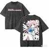 Puella Magi Madoka Magica Стиранная футболка Одежда на весь год Высокое качество Индивидуальность Одежда Большой размер Унисекс Новая модель Стиранный Винтаж Свободный
