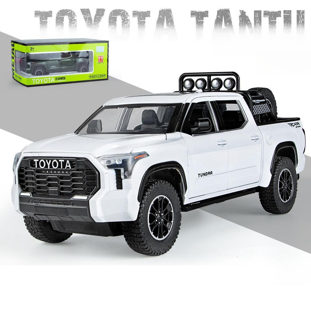 1/24 TOYOTA Tundra TRD Пикап Внедорожный литой сплав Миниатюрная игрушечная модель автомобиля с инерционным механизмом, звуком и светом, коллекция подарков для мальчика