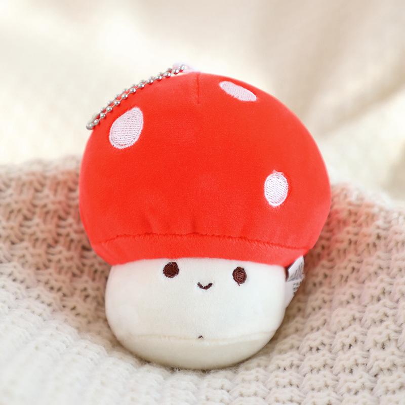 Cute Japanese Style Mushroom Plush Toy Keychain Bag Charm Cartoon Doll Stuffed Animal Pendant Gift