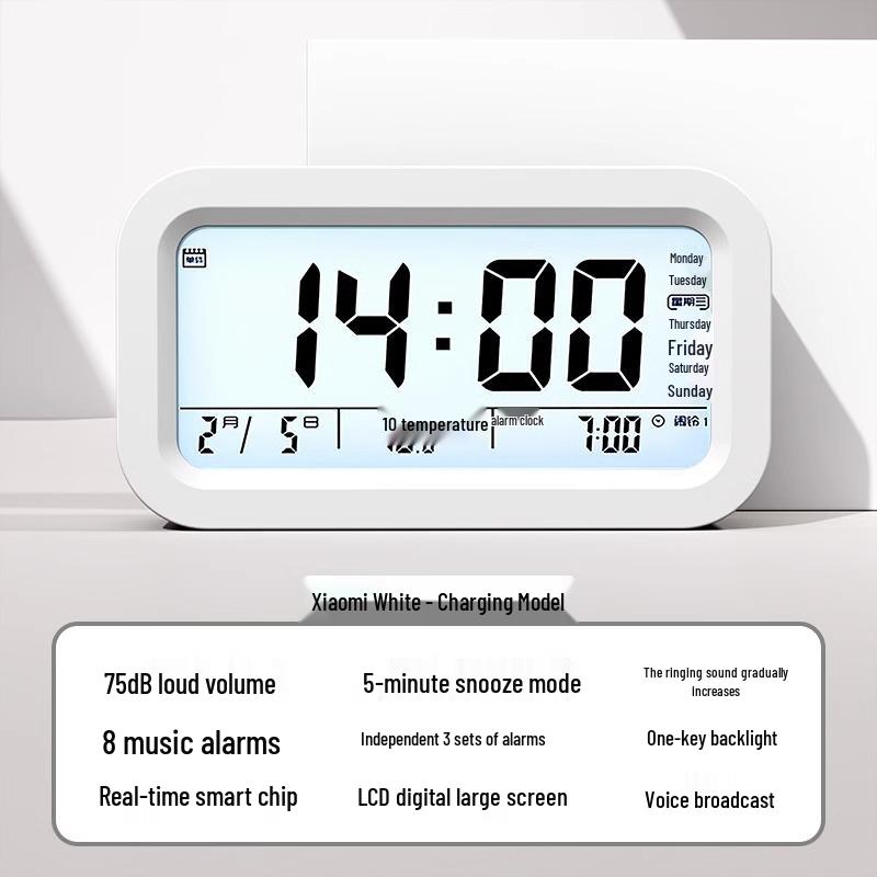 Smart Large Volume Silent Multifunction Alarm Clock for Dorms & Kids
