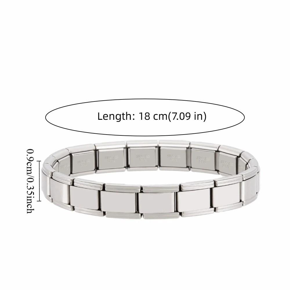 Stretchable Italian Chain Link Bracelet Square 9mm Modular Stainless Steel Bracelet Jewelry Making HipHop Elastic Hand Chain