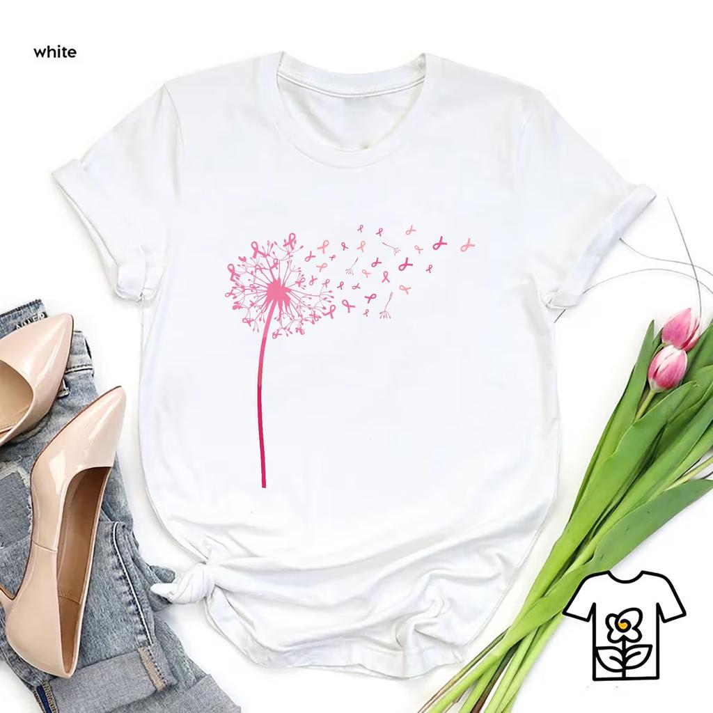 Pink Dandelion Breast Cancer Shirt,Breast Cancer Awareness Tee 1