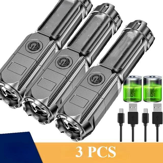 Portable LED Flashlights Usb Ultra Bright Torch Camping Light Mode Waterproof Zoomable Use 18650 Battery Outdoor Tools