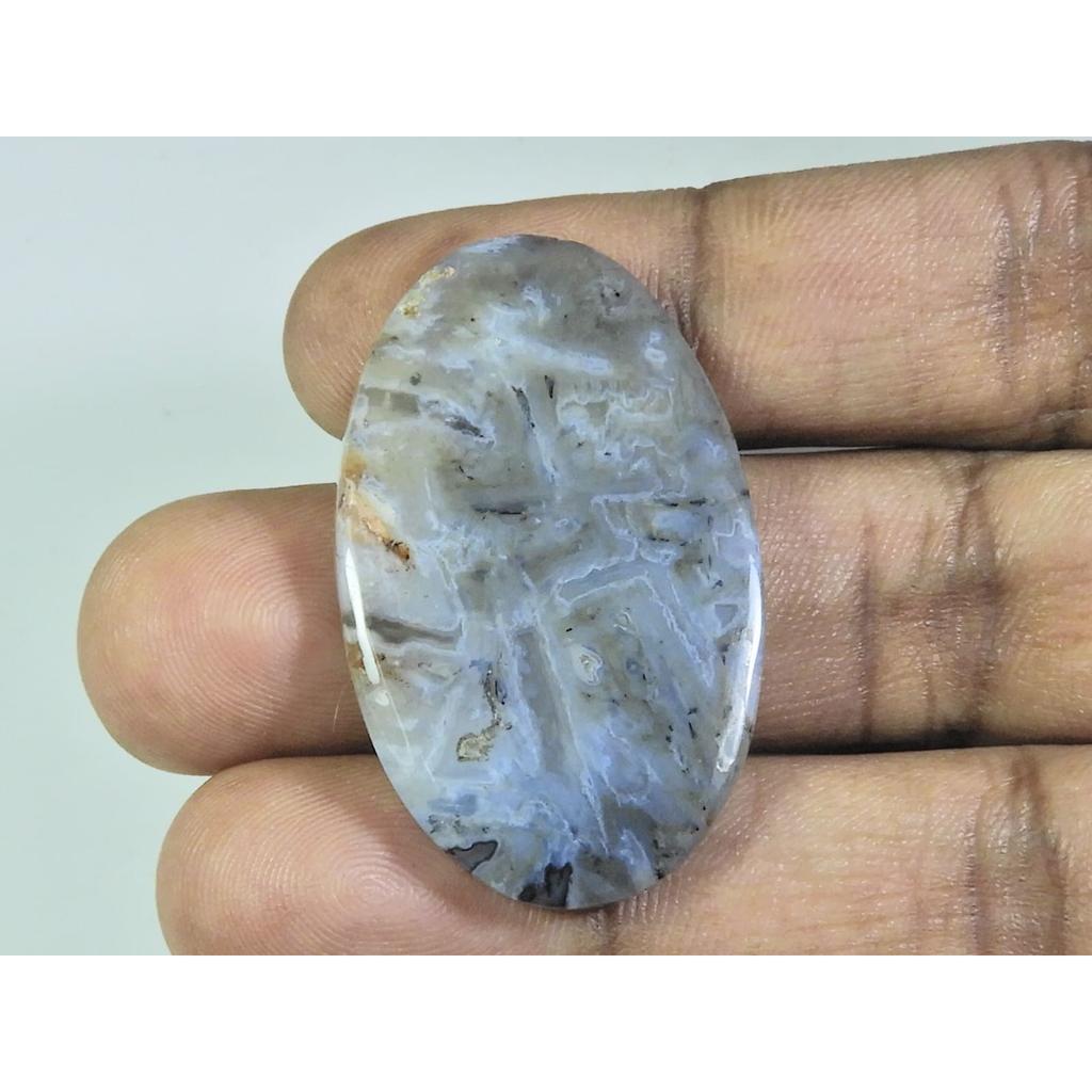 44Cts. Natural Tree Moss Agate Oval Cabochon Loose Gemstone 24X40X04MM D-157