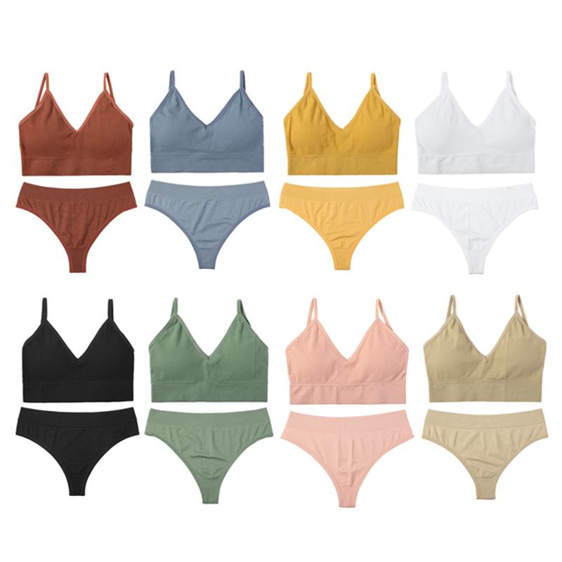 CINOON 3Pcs/Lot Women Bra Set Sexy Seamless Thong Low Waist Panties Wire Free Bra Bralette Lingerie Brassiere Female Underwear Set