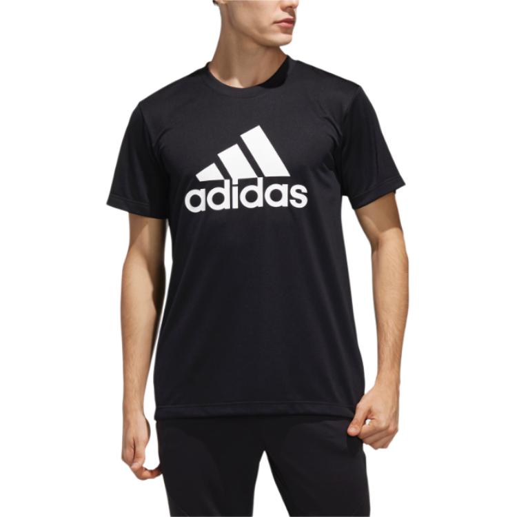adidas Футболки Мужские Черные С Круглым Вырезом Умеренный Прямой Крой FJ6230