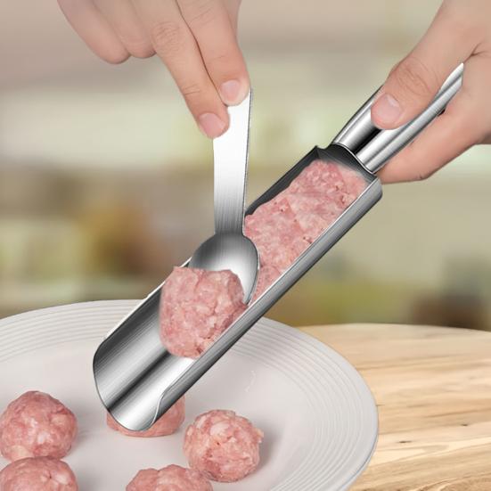 Кухонная ручная машина для приготовления фрикаделек из нержавеющей стали с нескользящей ручкой, многоразовая, легко моющаяся, машина для приготовления фрикаделек с антипригарным покрытием, кухонный инструмент