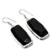 Black Spinel Gemstone Handmade 925 Sterling Silver Jewelry Earring 2.01" Q9z17
