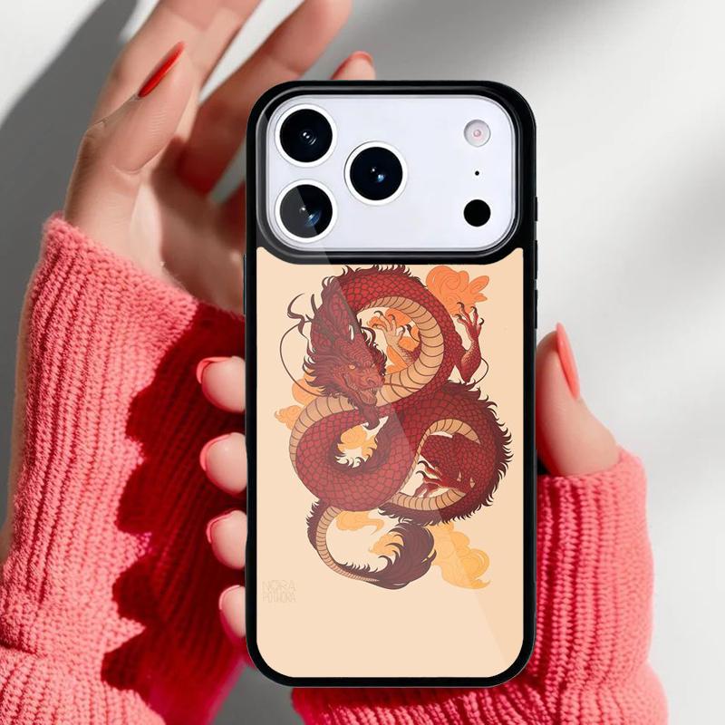 Японский чехол для телефона DRAGON TATTOO для iPhone 17 16 15 14 13 Pro Max Задняя крышка для 12 11 Pro Coque