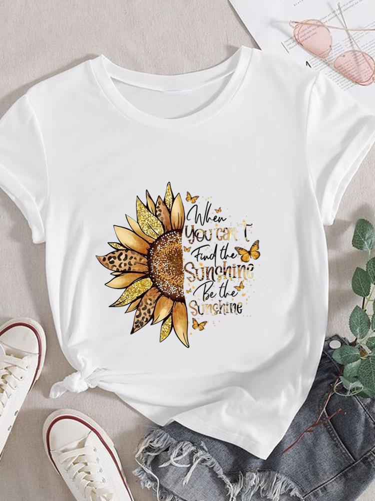 (Азиатский размер) Женская модная футболка с короткими рукавами в стиле 90-х с цветочным трендом, женская повседневная футболка с принтом, женские футболки с графикой