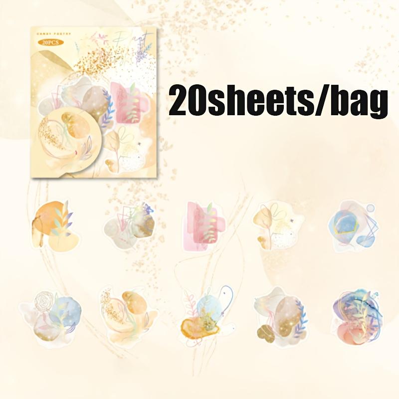 20 Sheets Holographic Waterproof Silver Floral Stickers For Scrapbooking Journal DIY Decoration Collage Diary Supplies