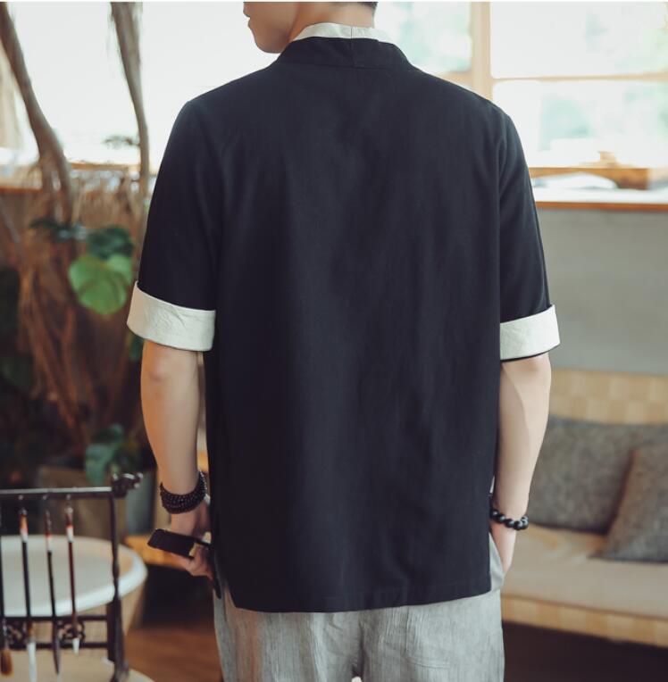 Мужская куртка в китайском стиле с рукавами-пятиконками, костюм Тан, свободный кардиган с пряжками в японском стиле, мужской халат и кимоно