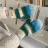 Rainbow Color Blocked Stripes Korean Style Atmospheric Plush Mittens for Women To Keep Warm In Autumn and Winter and Protect Against Cold Waves