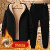 Men's Winter Lambskin Sportswear: Hooded Jacket & Pants Set