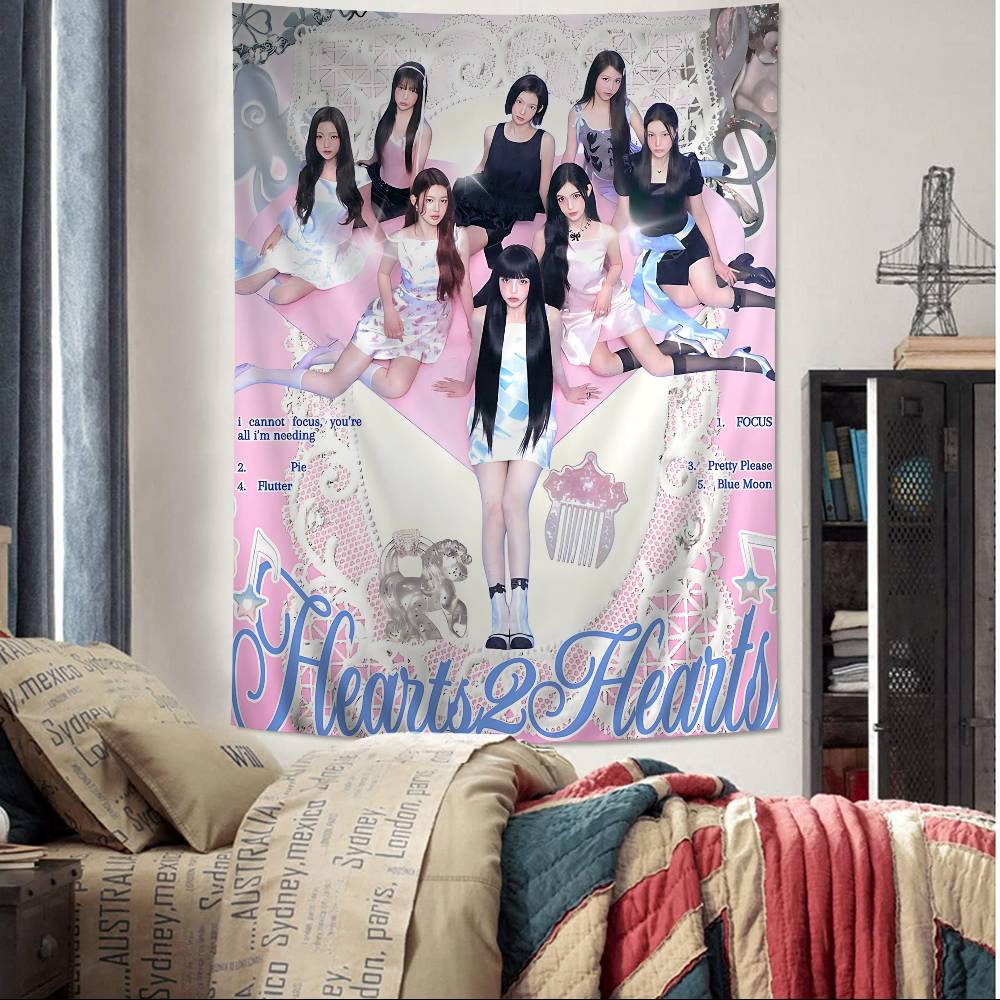 H2h Hheart2heart Kpop Diy Wall Tapestry For Living Room Home Dorm Decor Wall Art Decor