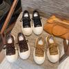 2025 осень новая металлическая пряжка мягкая кожа толстая подошва маффин маленькая 6 см увеличение роста повседневные кеды обувь-хлеб