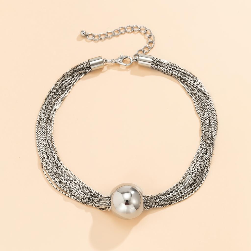 A Stylish Multi-layer Necklace With Exaggerated Fashion Round Beads Decoration, American Style Tassel Chain for Women