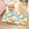 Floral Auspicious Clouds Design Polyester Carpet, Entryway Bedroom Room Mat, Non-Patchwork, PVC Backed, Machine Washable, Rectan