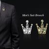 Crown Lapel Pin for Men Crystal Royal Crown Brooch for Suit Lapel Elegant Shirt Collar Clip with Rhinestones Wedding Tie Accessory