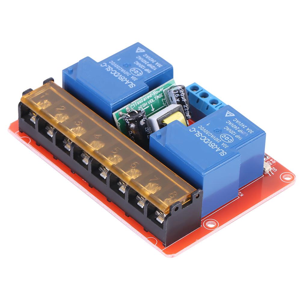30A High Power 2, Channel Relay Module, Easy Control, Screw Terminals, Trigger Control Relay, AC 100V, 250V, Mounting Holes