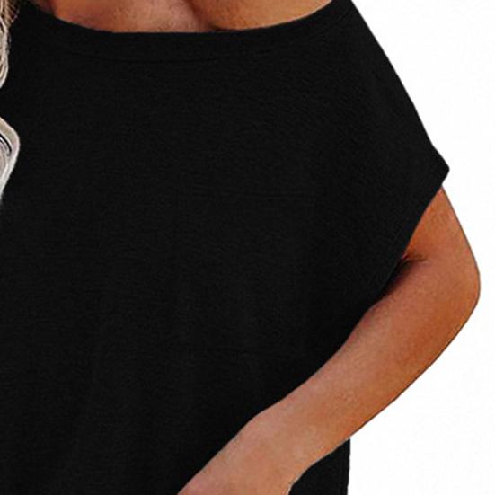 Футболка однотонная, свободная, женская, на одно плечо, с коротким рукавом, блузка для