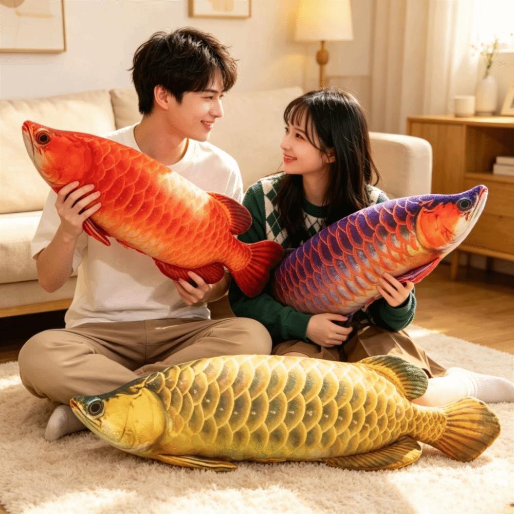 Cute Stuffed Fish Doll Lifelike Fish Plush Pillow Arowana Plush Toys Collectible