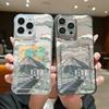 Чехол для телефона с прозрачным слотом для карт с рисунком в виде мультяшных гор для iPhone 16 Pro Max 15 Pro 14 13 12 11, мягкий силиконовый прозрачный противоударный тонкий чехол-бампер