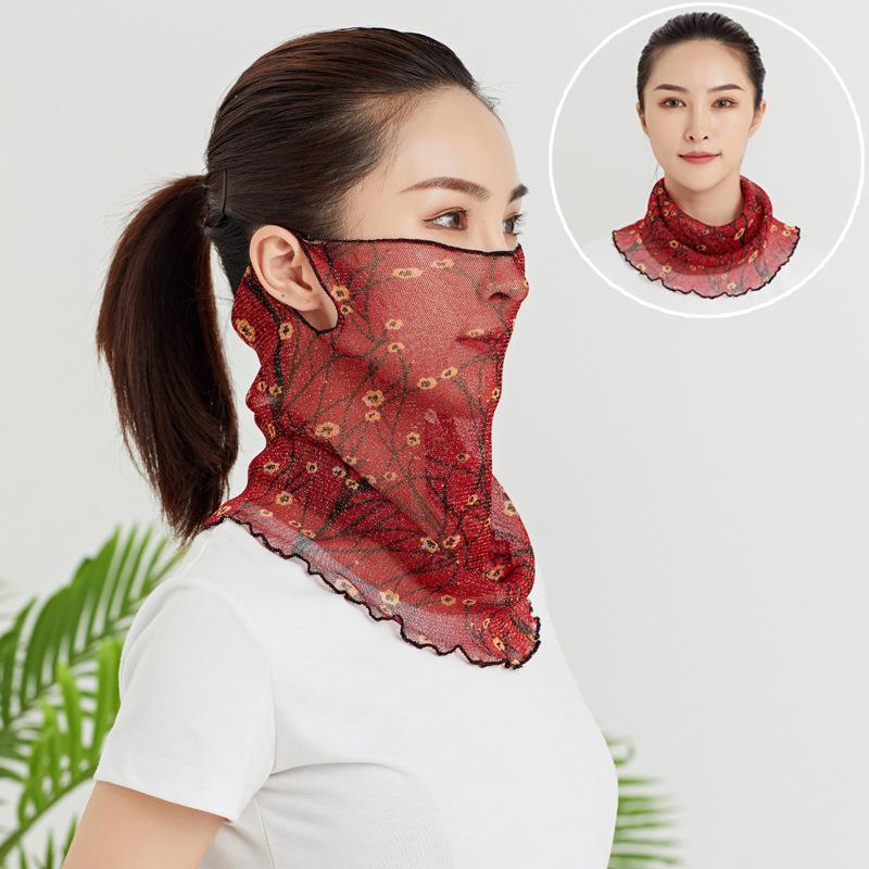 Женский шарф-повязка на голову для защиты лица, тонкий шелковый шарф, поддельный воротник, маска для лица, универсальный шарф для защиты шеи, ветрозащитный зимой