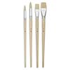 4 Brushes - Flat - Round - Acrylic and Oil - Natural Fibers - Long Handle - Pébéo