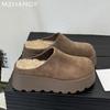 Women Suede Flats Cotton Slippers Platform Mules Shoes Woman 2025 Trend Fashion Winter Warm Casual Walking Snow Boots Flip Flops