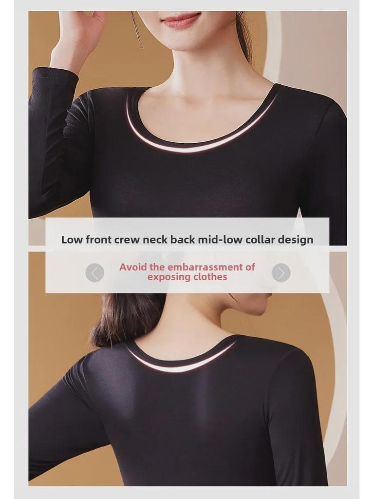 Женский модальный топ с длинным рукавом и круглым вырезом – Тонкий осенне-зимний свитер, Большой размер