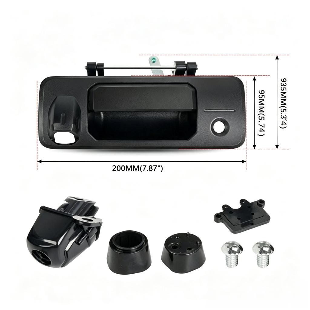 Pickup Truck Rear Tailgate Handle Matte Black ABS Door Latch Handle with Camera Mount Hole for 2014-2019 Tundra 2016-2020 Tacoma