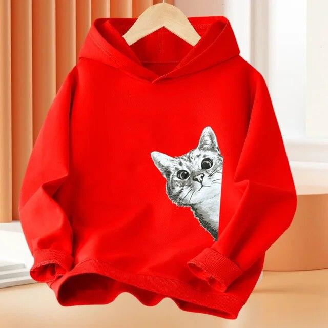 Детские толстовки с забавным милым котом и принтом животных, пальто с капюшоном, модная спортивная одежда на весну и осень для мальчиков и девочек