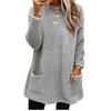 Women Loose Fleece Sweatshirt Coats Autumn Winter O-Neck Pocket Long Sleeve Pullover Sweatshirt Tops Long Sleeve with Pockets