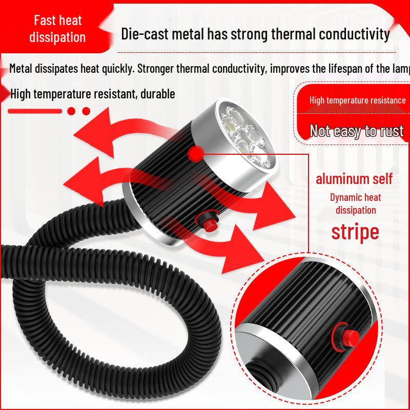 Девять Магнитных Светильников для Станков на Гусиной Шее - 3Вт/6Вт/9Вт, 24В/220В, Мощное Магнитное Основание, Длинный Кронштейн
