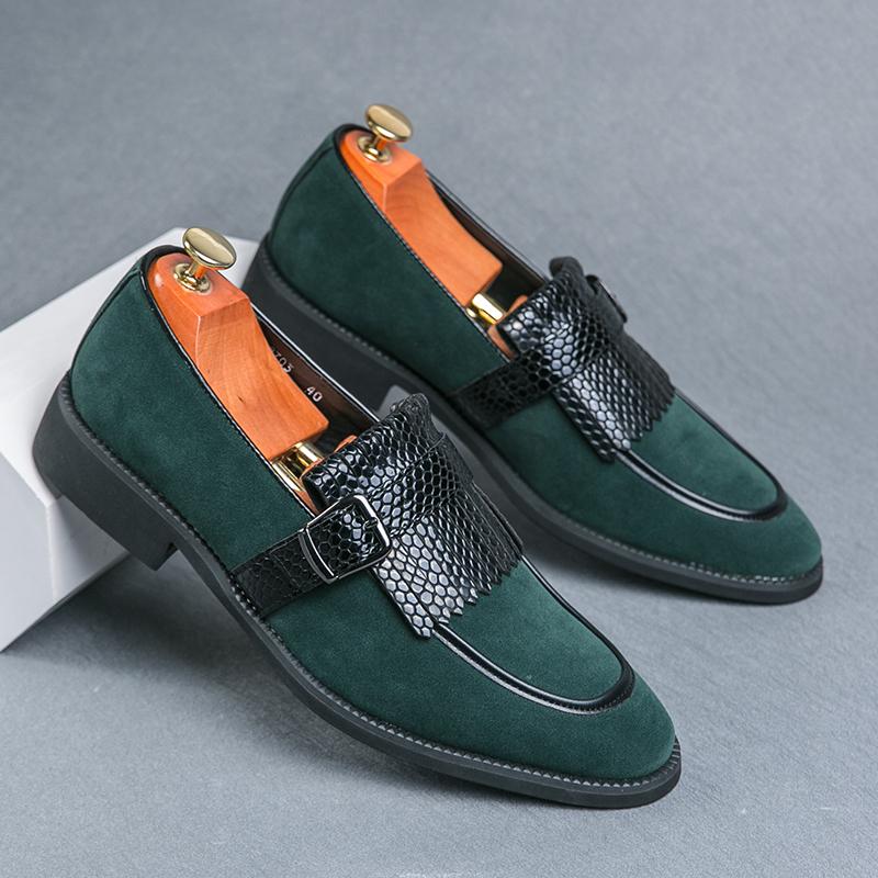 New Casual Business Shoes For Men Trend Green British Style Formal Leather Tassels Leather Shoes Men’s Dress Shoes