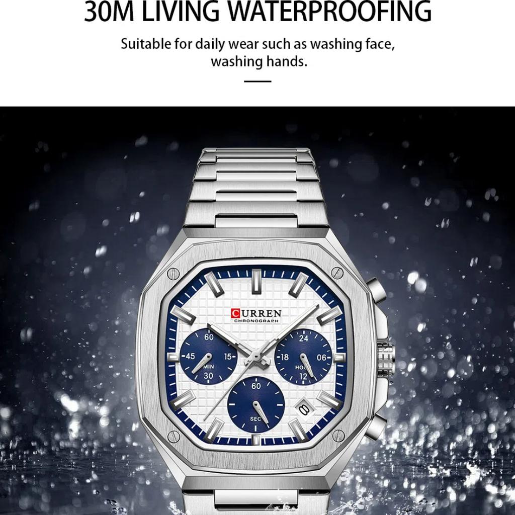 CURREN Luxury Square Sport Man наручные часы водонепроницаемые светящиеся кварцевые мужские часы из нержавеющей стали мужские часы