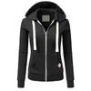 Women's Spring and Autumn Personality Slim Sweatshirt Solid Color Hooded Zipper Sports Coat
