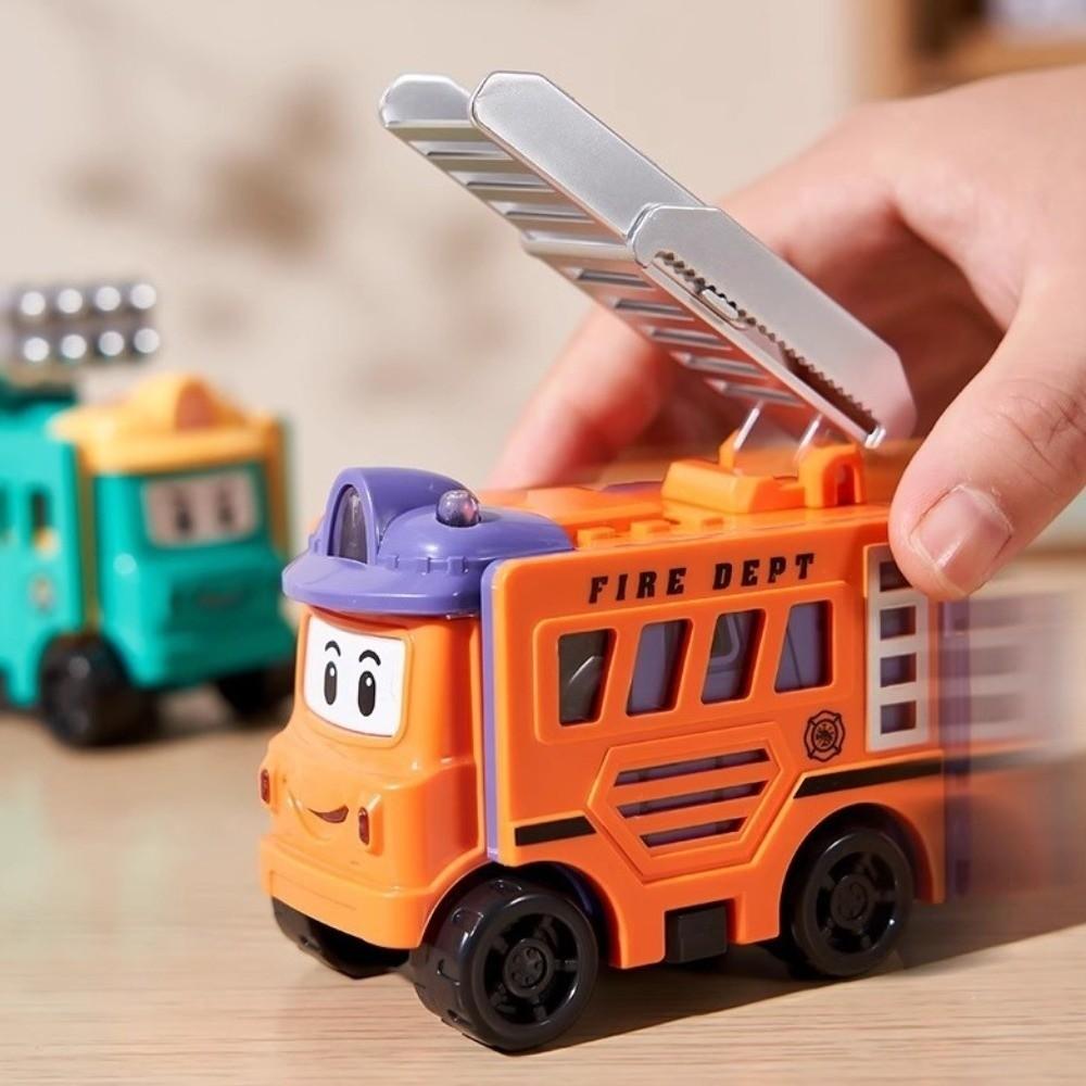 Pull Back Inertia Engineering Vehicle Double-Sided Pull Back Trucks Transformable Car Toy Kids