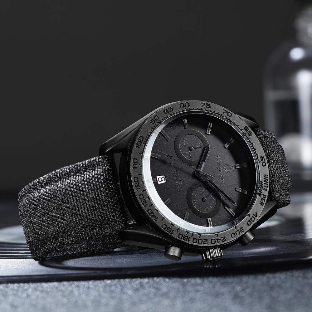 QINGXIYA Brand Men Watch Multifunctional Chronograph Casual Sports Leather Original Quartz Watch Date Business Watch for Men