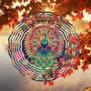 Flower Peacock Wind Chime Outdoor Garden Patio Decor Weatherproof 3D Art Rotating Hook Holiday Home Decoration
