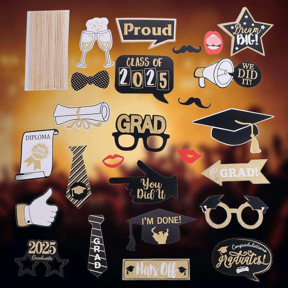 25pcs Congratulation Graduation Photography Props Dress Up Costume Mask  For Graduation Season Party