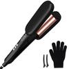 26mm Curling Iron, Wave Iron, Clamp-On Hair Iron, 140°C-220°C, 5 Temperature Settings, Burn Prevention, Emits 10 Million Negative Ions (Black)