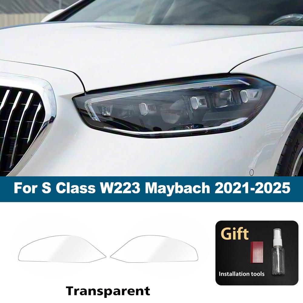 For Mercedes Benz A/B/C/E/S Class Smoke Black High Gloss Pre-Cut TPU Headlight Protective Film PPF Anti-Scratch Vinyl Wrap Kit
