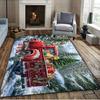 Christmas Poinsettia Floral Area Rug Vintage Pinecone Candle Large Carpet for Dining Room Lounge Couch Bedside Rug